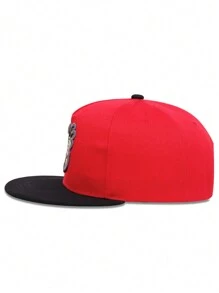 1pc Fashionable Flat Brim Embroidery Baseball Cap For Men - Red - View 4