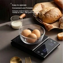 1 pieza Escala electrónica de café y alimentos de precisión de 0.1g con temporizador y pantalla táctil de alta precisión para cocina, pesaje de alimentos y horneado, escala portátil y multifunción para ingredientes de pasteles, actualización de calidad italiana