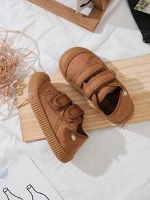 帶中筒白色幼兒運動鞋,適用於春秋季的兒童帆布鞋,中性款韓版極簡風格系綁繩運動經典鞋款,時尚低頂休閒跑步鞋款,潮流滑板童鞋 - 巧克力棕 - 查看 5