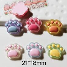 10pcs Delicate Miniature Transparent Resin Decoration Accessories For Diy Handmade Jewelry Material, Cat Paw Printed - Multicolor - View 3