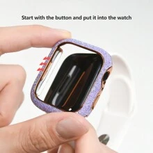 1入組閃亮手錶殼，適用於 Apple Watch Series 8 7 6 5 4 41mm 45mm，鑲有鑽石的手錶保護殼，保護 PC 材質邊框，閃閃發光的女性配件 - 黑色 - 查看 5
