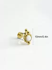 1入組1.2*8mm不銹鋼內螺紋唇釘,舌釘,鼻唇穿孔 - 金黃色 - 查看 3