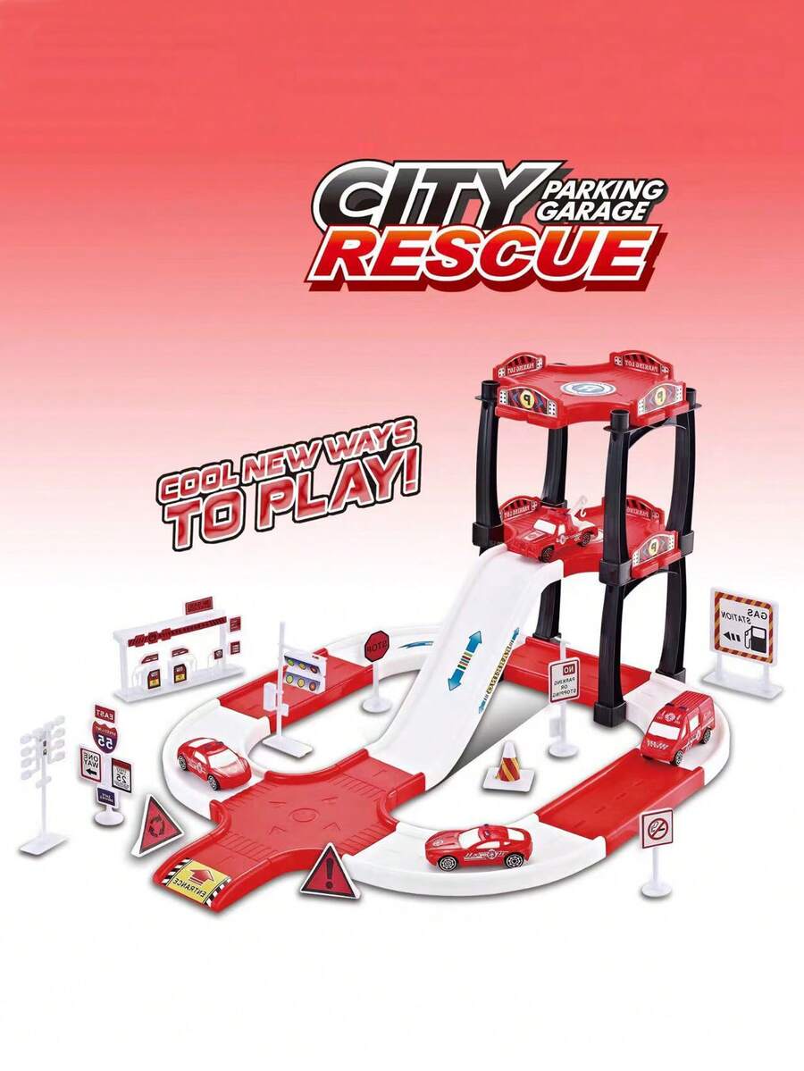 39入組解謎跑車玩具套裝,附2輛塑料車,適合男女孩兒,教育益智跑車玩具,聖誕、新年、生日禮物 - 彩色 - 查看 1