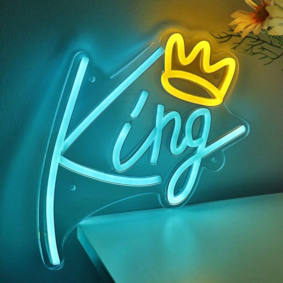1PC Creative King With Crown LED Wall Neon Art Sign For Influencer