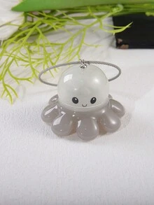 1入組卡通可愛的亮光光效應章魚水母鑰匙扣,頂部有線環鑰鏈,適用於diy首飾、送禮及手機包掛件 - 彩色 - 查看 2