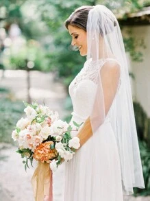 1 Pc Women 1 Tier Fingertip Length Simple Wedding Bridal Veil For Wedding Party Ivory Halloween