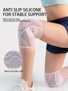 1pair Fitness Training Knitted Knee Support - Pink - View 3
