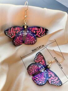 1對波西米亞風格壓克力板手繪七彩舞動立體蝴蝶耳環 - 蝴蝶型 - 查看 4