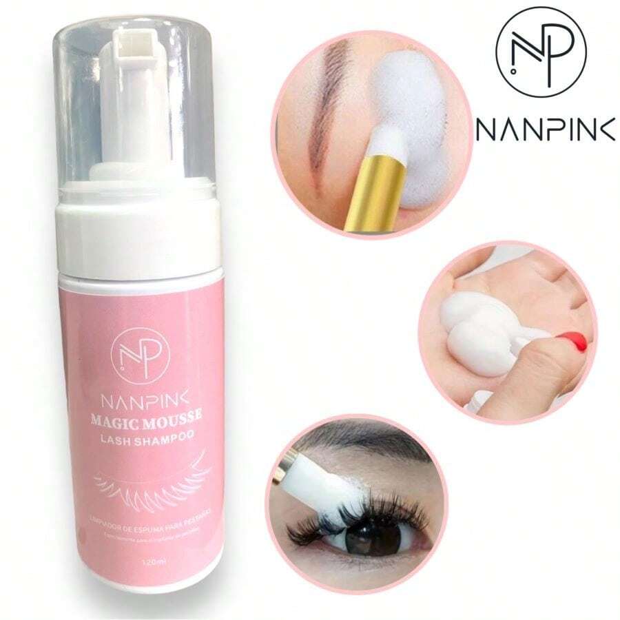 NANPINK Lash Spa Shampoo Mousse Cleansing Foam For Eyelash Extensions - לבן - ראה 1