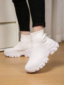 High Top Điền kinh Giày dép Với Mềm mại Và Đàn hồi Đế , Thoáng khí Và Nhẹ , Thích hợp Đối với Giải trí Mặc - trắng - Xem 4