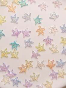 200入組新款發光彩色海星樹脂指甲藝術裝飾,可愛的馬卡龍彩色星形指甲飾品,diy必備。 - 彩色 - 查看 4