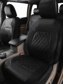 9PCS Car Seat Cover Set With 2 Front Seat Covers, 1 Backrest Cover, 1 Back Seat Cover And 5 Headrest Covers. PVC Leather With 4mm Sponge. Universal Fit For 5-Seater Cars.
