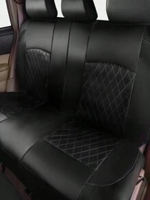 9PCS Car Seat Cover Set With 2 Front Seat Covers, 1 Backrest Cover, 1 Back Seat Cover And 5 Headrest Covers. PVC Leather With 4mm Sponge. Universal Fit For 5-Seater Cars.