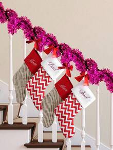 2pcs-Christmas Tinsel Garland Christmas Tree Decorations, Shiny Metallic Tinsel Twist Garland, Christmas Garland Ornament Glitter Tinsel Twist Garland,Holiday Decorative Strips,Party Decor Supplies, For Party Christmas Holiday Wedding Birthday Tree Wall Rail(Rose Red) - Hot Pink - View 3
