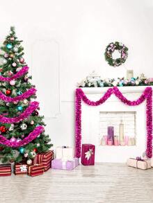 2pcs-Christmas Tinsel Garland Christmas Tree Decorations, Shiny Metallic Tinsel Twist Garland, Christmas Garland Ornament Glitter Tinsel Twist Garland,Holiday Decorative Strips,Party Decor Supplies, For Party Christmas Holiday Wedding Birthday Tree Wall Rail(Rose Red) - Hot Pink - View 7