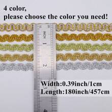 ZNZAKKA Adorno De Encaje De Trenzado De Encaje Metálico Dorado Claro, Cinta De Trenzado De Encaje Para Manualidades Y Costura Diy 5 Yardas - Dorado claro - Ver 3