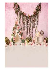 1pc Pink Love Themed Scenery Photography Studio Decoration Backdrop Cloth For Wedding, Valentine'S Day, Party - Multicolor - View 3