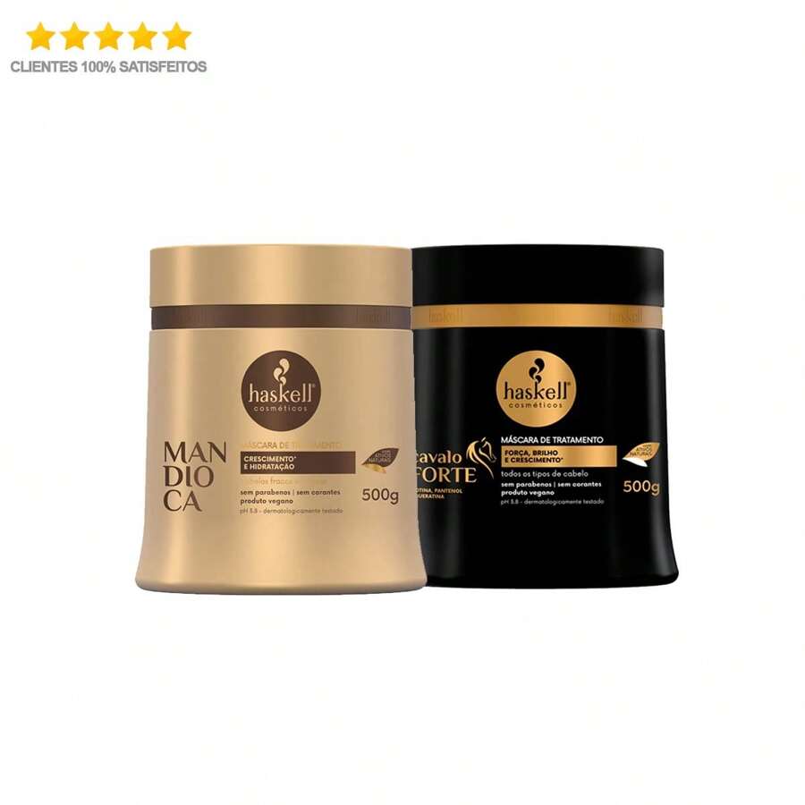 Kit Haskell Máscara Cavalo Forte 500g + Máscara Haskell Mandioca 500g