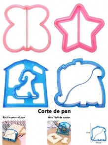 3 PIEZAS MOLDES DE FIGURAS PARA CORTAR EL PAN CORTE FÁCIL Y RÁPIDO, LUNCH NIÑOS,NIÑAS,DIVERTIDOS,PARA ALMUERZO ESCOLAR - azul real - Ver 1