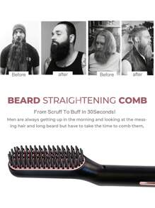 UKLISS 男士头发和胡须直发器 - 专业电热直板夹，带梳子，快速加热造型工具，打造顺滑整齐的发型 - 黑色 - 查看 5