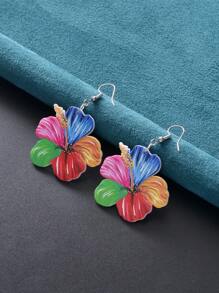 1 對女時尚壓克力雙面印花花卉耳環,適合派對 - 彩色 - 查看 9
