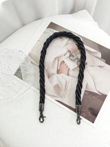 1pc Spiral Woven Pu Leather Simple Solid Color Replacement Bag Strap Versatile - Black - View 1