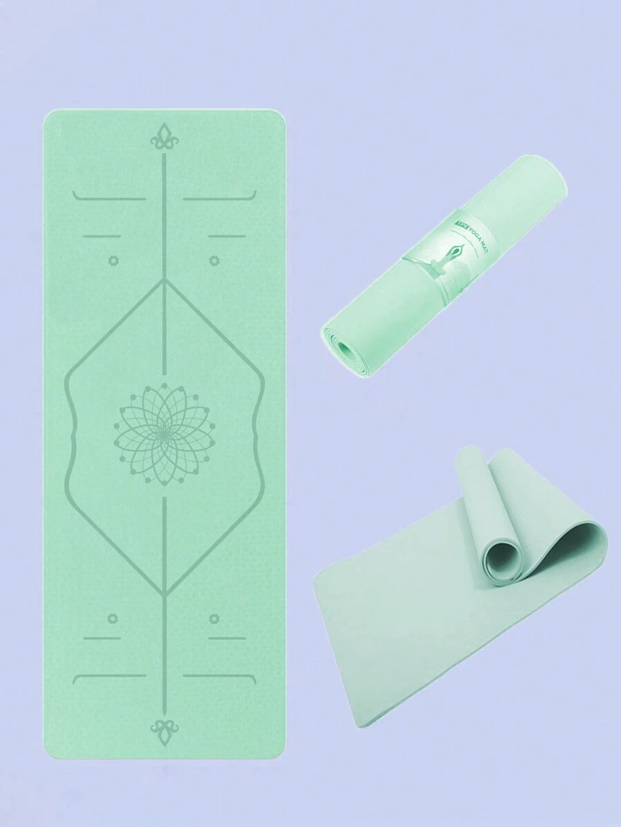 Women'S Tpe Non-Slip Position Line Yoga Mat For Home Use, Dancing - Green - View 1