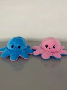 Reversible Octopus Plush Toy Happy Angry Soft Octopus For Kids Or Teens - Blue - View 5