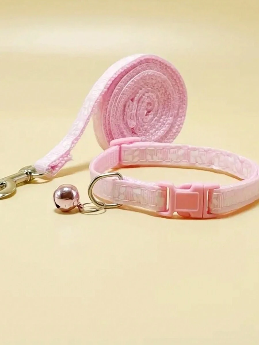 Paw Print Leash, Pet Dog Collar, Dog Paw Collar, Colorful Bell Cat Leash Set
