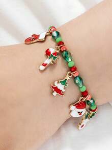 1 Miếng Phong cách dễ thương Hợp kim Ông già Noen & Cây thông noel & Người tuyết & Vòng hoa & Tuần lộc & Găng tay & Bông tuyết Vật rủ xuống Pha lê đính cườm Đàn hồi Vòng tay - Nhiều màu - Xem 4