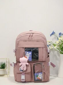 Women Waterproof Laptop Backpack/School Bag - Hồng - Xem 1