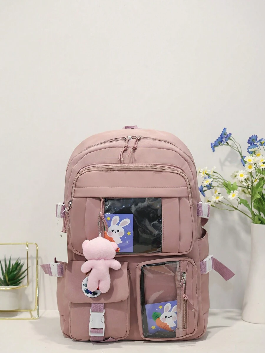 Women Waterproof Laptop Backpack/School Bag - Hồng - Xem 1