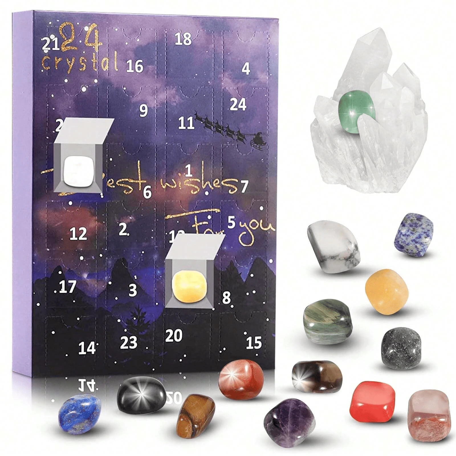 節慶倒數日曆,24日禮物盒日曆,適用為派對禮物盒,家居桌面裝飾禮品 - 彩色 - 查看 1