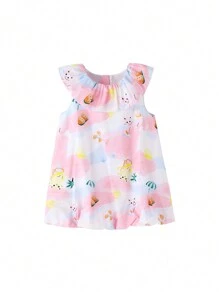 Annil 年轻女孩夏季连衣裙休闲宽松无袖连衣裙 - 粉色 - 查看 1