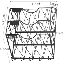 3 Tier Wall File Holder Organizer, Hanging File Organizer, Magazine Rack, Wall Mount Paper Folder ​Holder, ​with 5 Key Holder Hooks,Metal, Black - Black - View 3