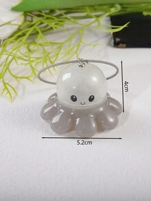 1入組卡通可愛的亮光光效應章魚水母鑰匙扣,頂部有線環鑰鏈,適用於diy首飾、送禮及手機包掛件 - 彩色 - 查看 5