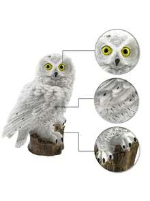 太陽能樹脂貓頭鷹燈戶外防水草坪插頭燈模擬裝飾景觀燈庭院 - 白色 - 查看 8