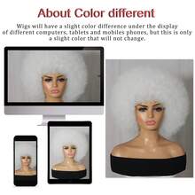 万圣节假发 柔软非洲发型 70 年代女士假发 非洲卷发假发，带刘海，看起来自然的短非洲卷发假发，适合男士的弹性白色非洲蓬松假发 合成头发 大非洲假发，适合日常派对 角色扮演 节日 圣诞节装饰 编织假发