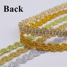 ZNZAKKA Adorno De Encaje De Trenzado De Encaje Metálico Dorado Claro, Cinta De Trenzado De Encaje Para Manualidades Y Costura Diy 5 Yardas - Dorado claro - Ver 4