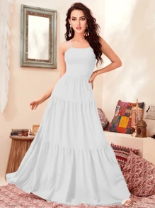 Long Dress With Comfortable Flounces For Women - 白色 - 查看 1