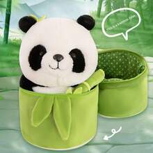 1款帶有竹子設計的熊貓絨毛玩具娃娃,可愛的動物填充玩具,睡前伴侶,兒童禮物,22cm