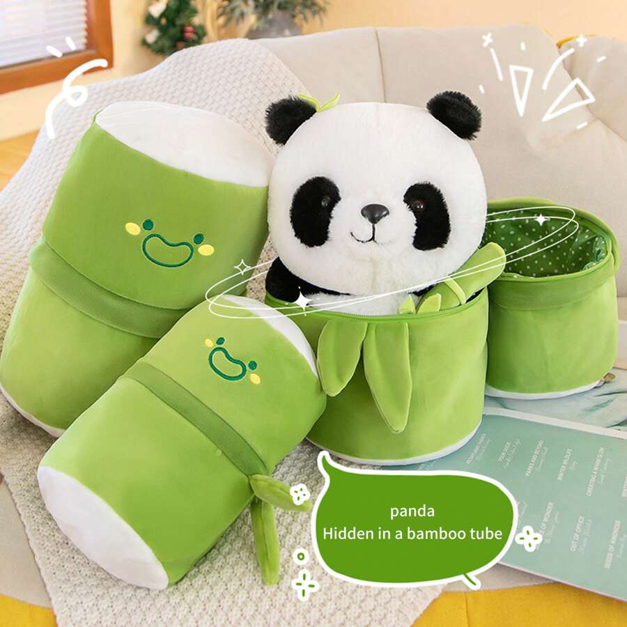 1款帶有竹子設計的熊貓絨毛玩具娃娃,可愛的動物填充玩具,睡前伴侶,兒童禮物,22cm