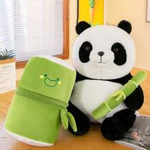 1款帶有竹子設計的熊貓絨毛玩具娃娃,可愛的動物填充玩具,睡前伴侶,兒童禮物,22cm