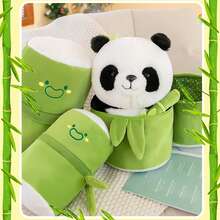 1款帶有竹子設計的熊貓絨毛玩具娃娃,可愛的動物填充玩具,睡前伴侶,兒童禮物,22cm