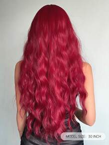 Wine Red Gradient Wig with Bangs - Long Layer Synthetic Heat-Resistant Wig for Daily and Party Use - Red - View 8