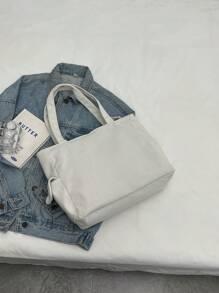 1 pieza Bolso de hombro de pana de gran capacidad con decoración de parche de letra de unicolor, con múltiples bolsillos, bolsa de compras, regalo del Día de la Madre para mamá, bolso plegable para la escuela, el trabajo, los viajes, bolso escolar para graduados, adolescentes, universitarios y estudiantes de secundaria, nuevo bolso de otoño e invierno para mujeres, el mejor bolso de otoño, bolso y mochila escolar literaria para mujeres o estudiantes, perfecto para libros, compras, vuelta al colegio y talla grande