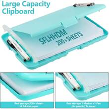 1pc Clipboard With Storage, A4 Loose Leaf Clip With Pen Holder For Care, Heavy-Duty Storage Clipboard With Thin Clip, Clipboard Folder With Side Opening, Smooth Writing Clipboard For Both Men And Women, Essential For Office Workers(Mint Green),Back To School,School Supplies