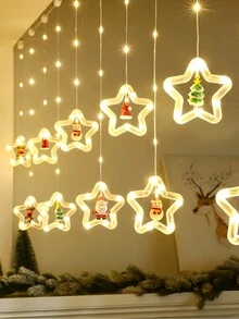 Cascada De Luces En Forma De Estrellas Con Adornos Navideños 3 Metros Led Amarillo/Calida. - Amarillo - Ver 9