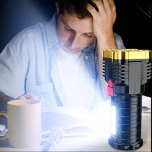 1pc 5-core Led High-power Flashlight Portable Outdoor Power Bank Multifunctional Cob Side Light Flashlight Super Large Capacity Battery - White - View 11