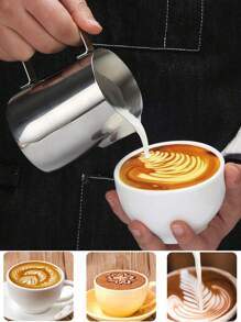 尖嘴牛奶泡沫杯,牛奶杯,拿鐵藝術儲存罐,蠟杯,熔融蠟杯,拿鐵藝術杯,咖啡用具 - 銀色 - 查看 5